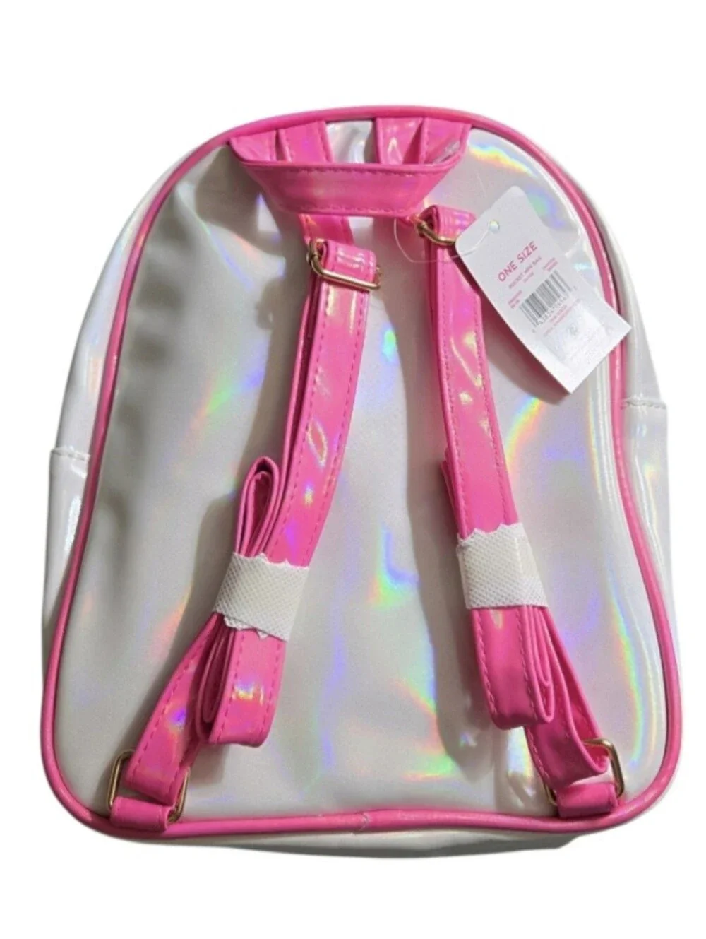 Justice Girls Mini Backpack in Shiny Silver/ Pink  and Colored Sequin.